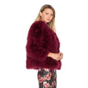 EAVES Delilah Feathers Jacket in Burgundy